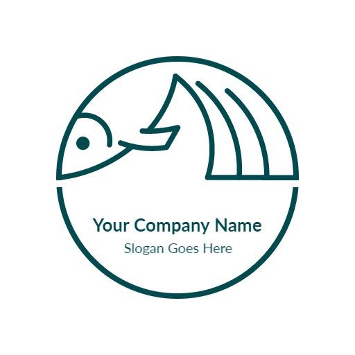 Minimalist Circle Design Featuring a Fish Illustration Logo Template