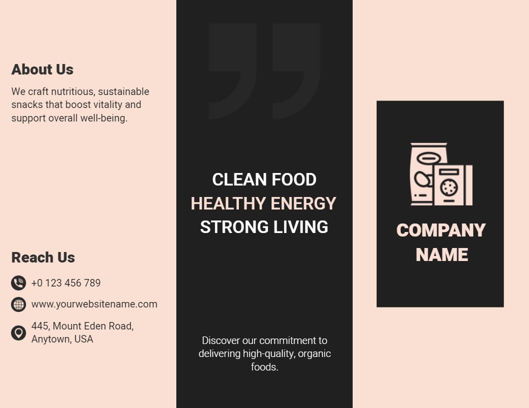 Minimalist Clean Food and Healthy Living Brochure Template