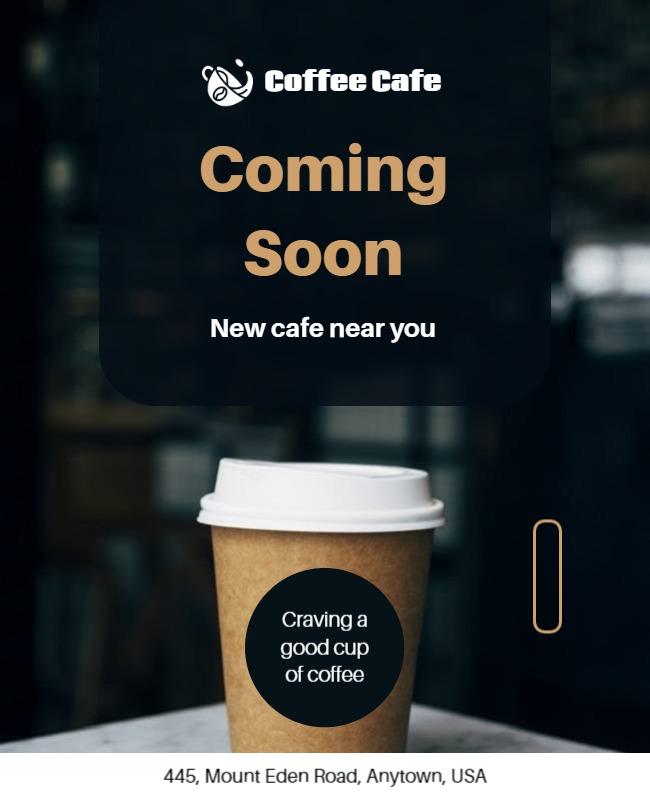 Minimalist Coffee Cafe Coming Soon Announcement Poster Template