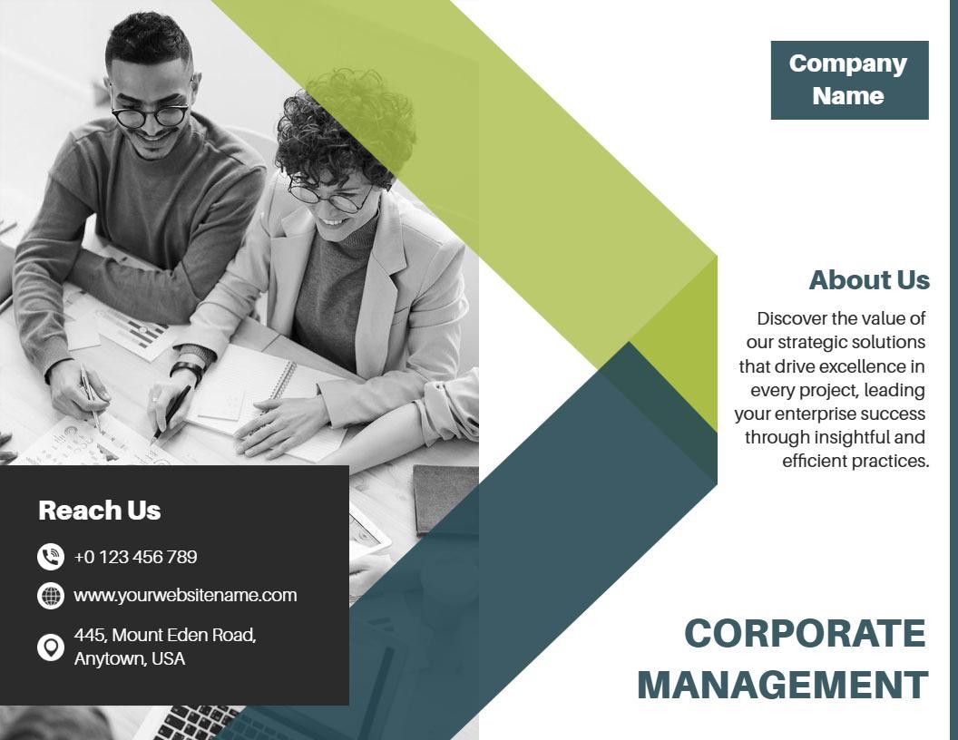 Minimalist Corporate Management Solutions and Strategy Brochure Template