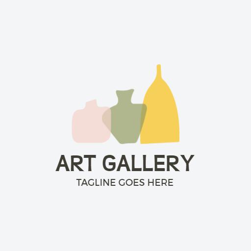 Minimalist Elegant Vases Showcasing Modern Art Gallery Logo Template