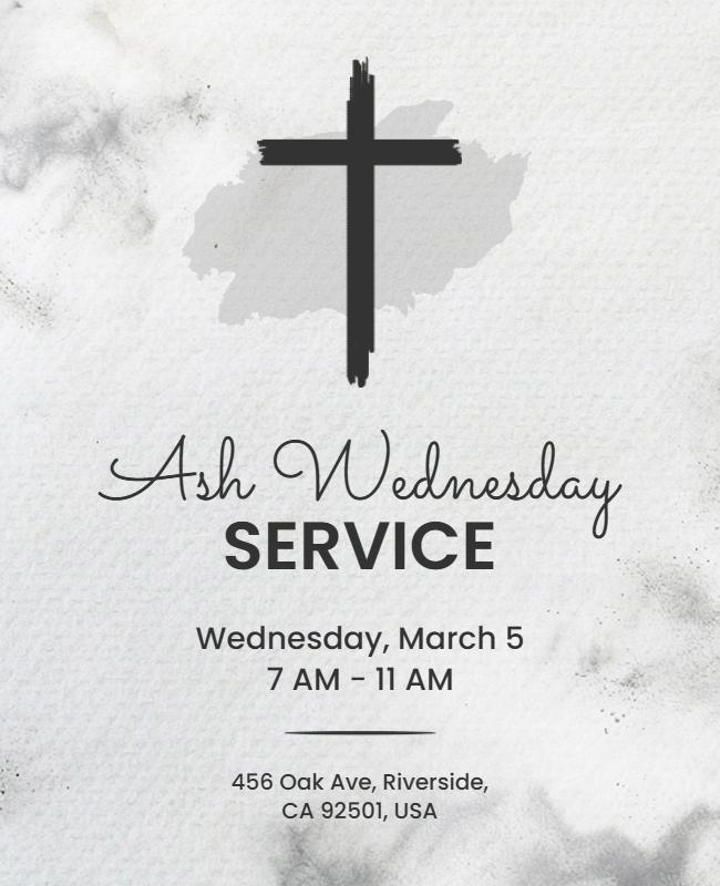 Minimalist Gray Ash Wednesday Service Announcement Poster Template