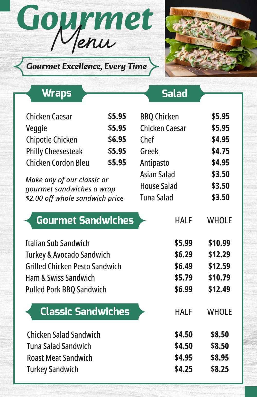 Minimalist Green Accents Gourmet Menu Template