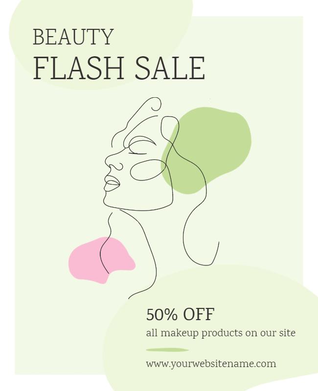 Minimalist Green Beauty Flash Sale Poster Template