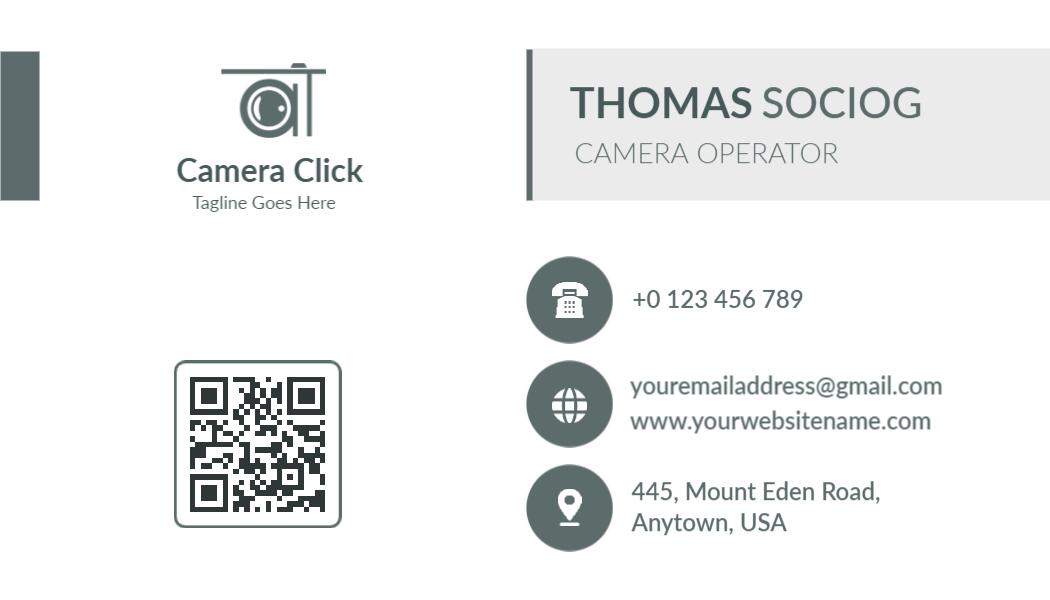 Minimalist Green Camera Operator Personal Business Card Template