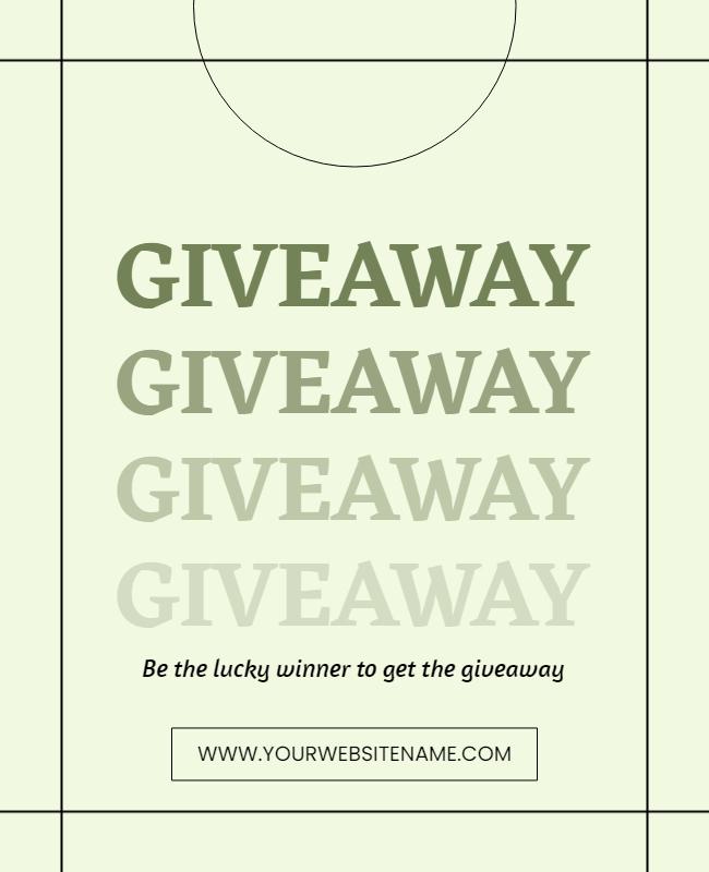 Minimalist Green Giveaway Announcement Poster Template