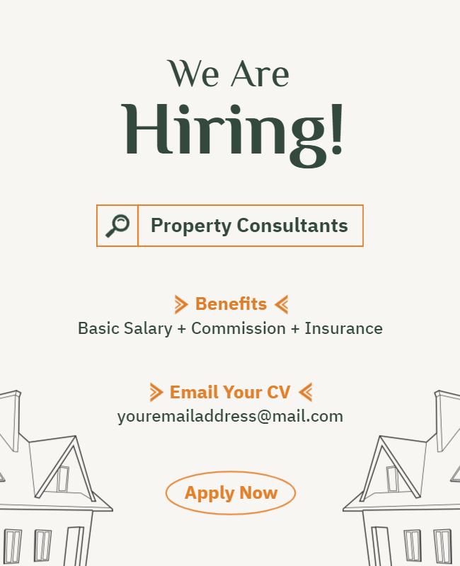 Minimalist Green Job Recruitment for Property Consultants Poster Template