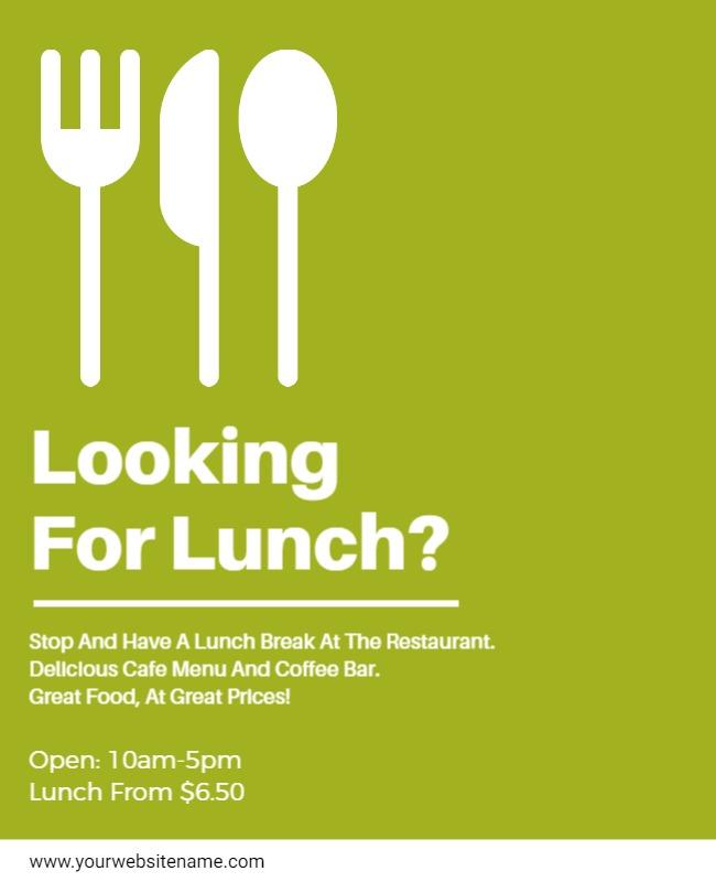 Minimalist Green Lunch Invitation Cafe Menu Poster Template