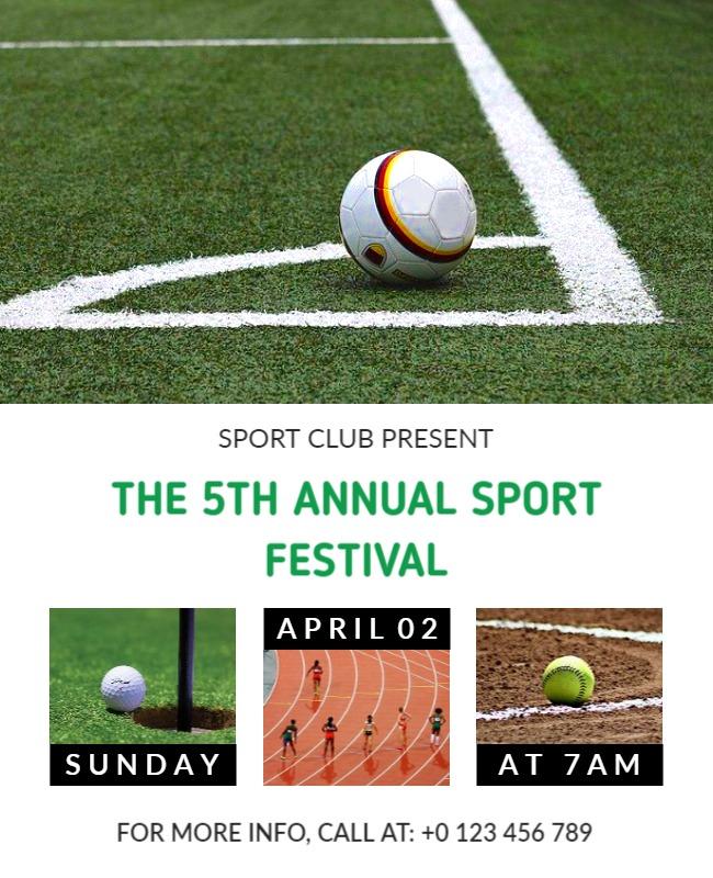 Minimalist Green Sports Festival with Soccer Elements Poster Template