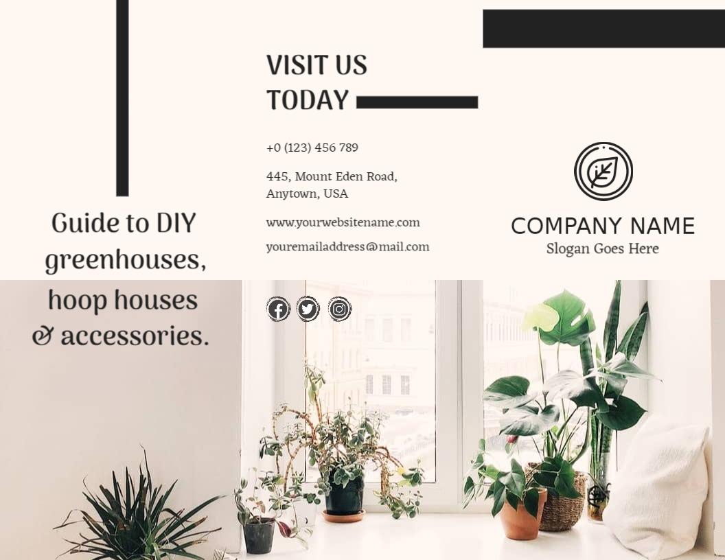 Minimalist Greenhouse DIY Guide and Accessories Brochure Template