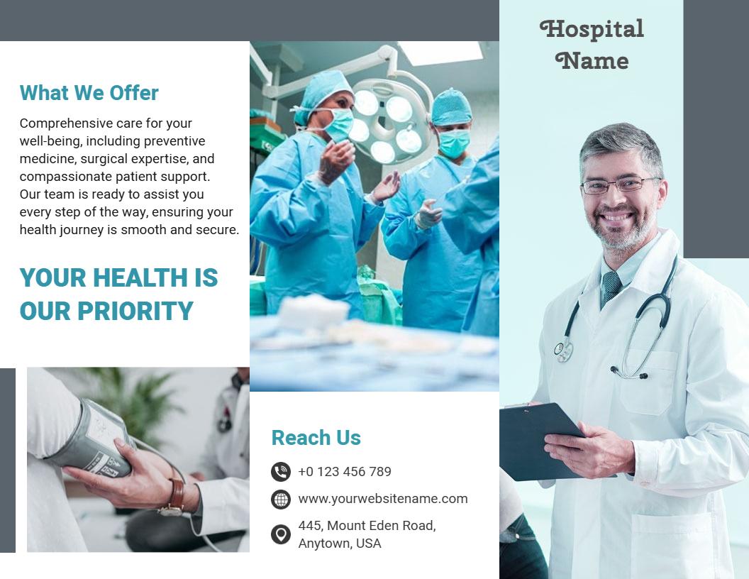 Minimalist Healthcare Services Offer and Contact Brochure Template