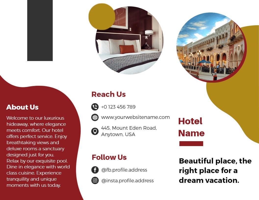 Minimalist Hotel Luxury Experience and Relaxation Brochure Template