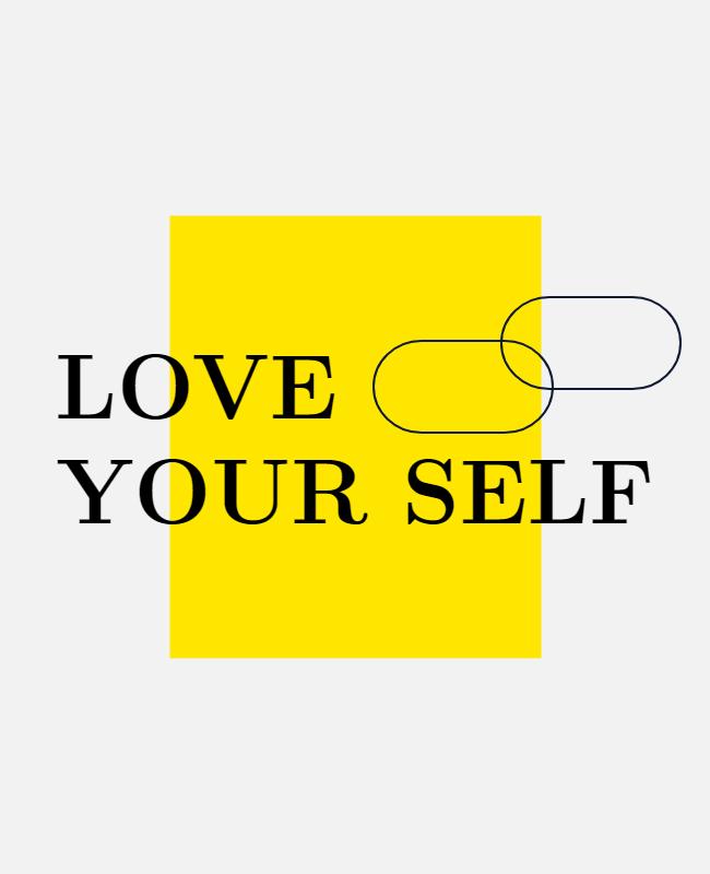 Minimalist Inspirational Yellow Love Yourself Poster Template
