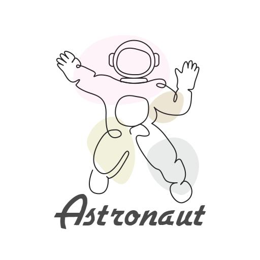 Minimalist Line Art of an Astronaut in Space Logo Template