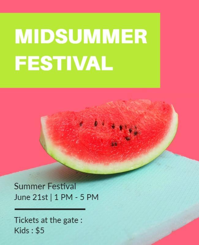 Minimalist Midsummer Watermelon Flyer Template