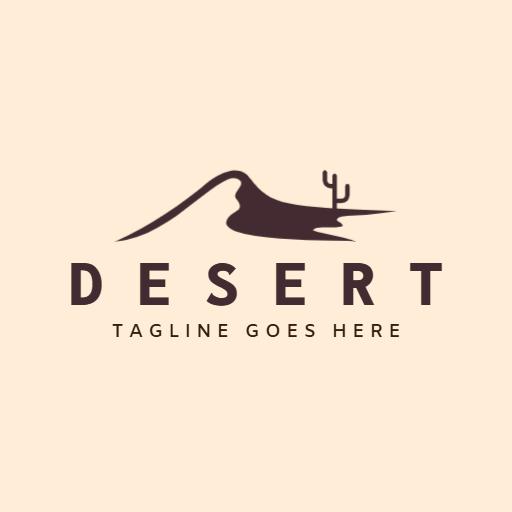Minimalist Mountain and Cactus Design Reflecting Desert Landscape Logo Template