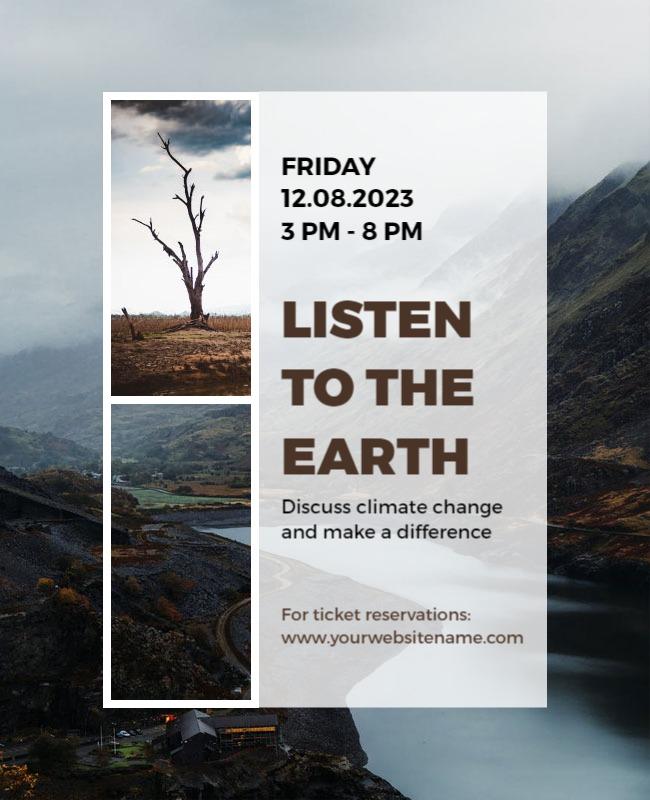 Minimalist Nature Landscape Climate Change Awareness Poster Template