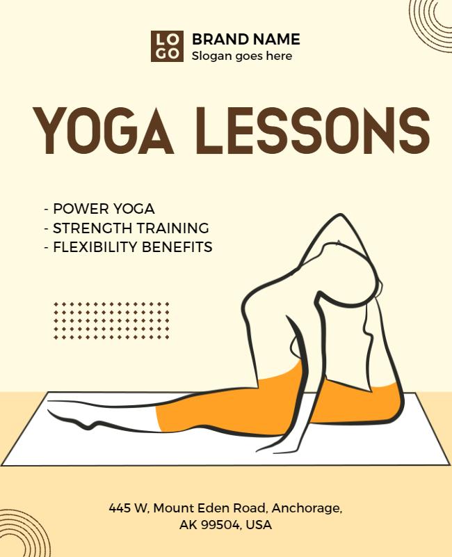 Minimalist Neutral Yoga Lessons Class Promotion Poster Template