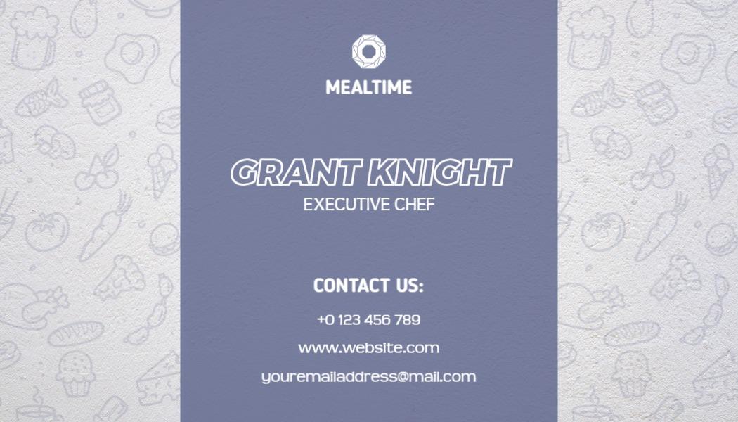Minimalist Purple Chef Contact Information Business Card Template