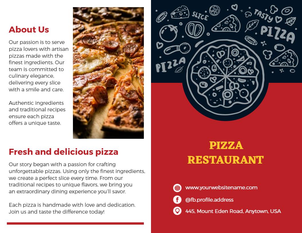Minimalist Red Pizza Restaurant Menu and About Us Brochure Template