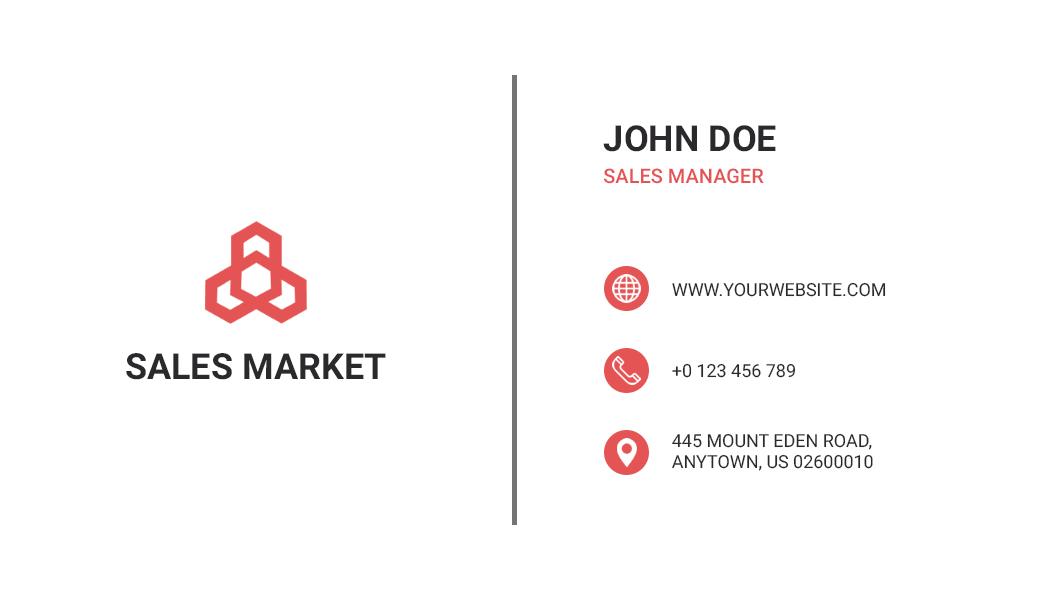 Minimalist Red Sales Market Business Card Template