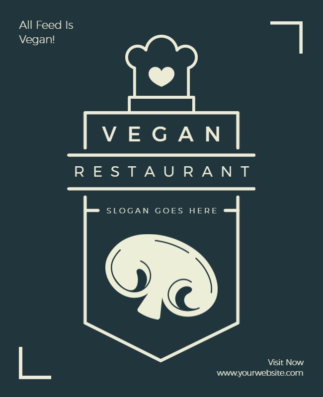 Minimalist Vegan Restaurant Design with Unique Logo Poster Template