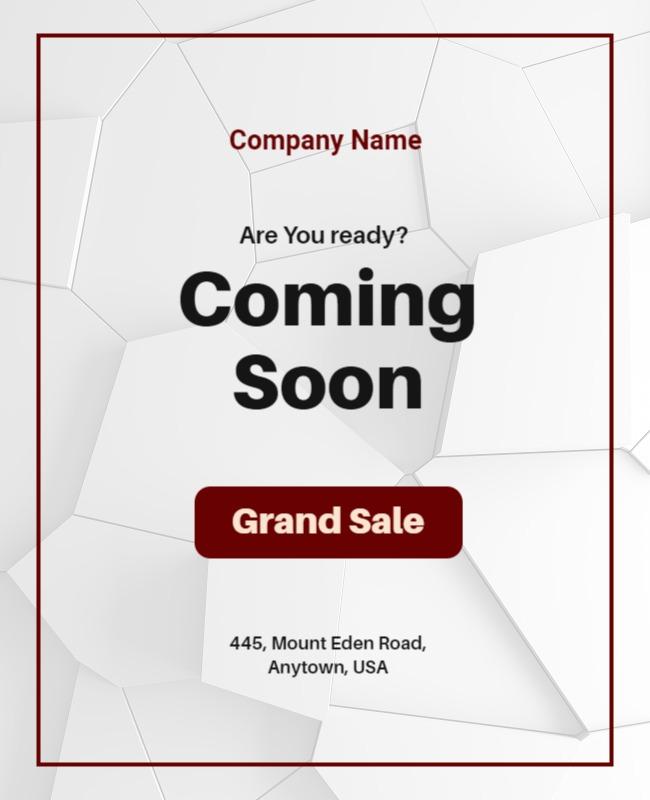 Minimalist White Geometric Grand Sale Coming Soon Poster Template