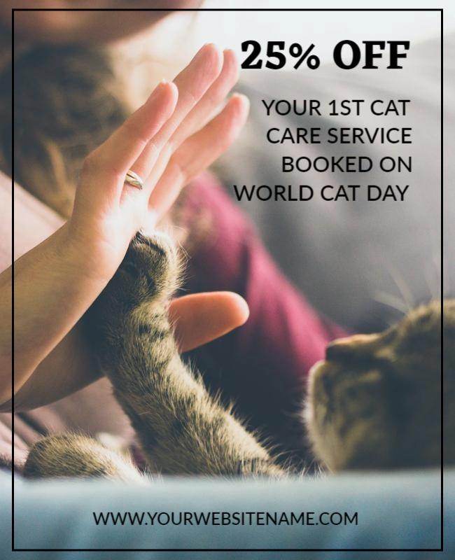 Minimalist World Cat Day Flyer Template