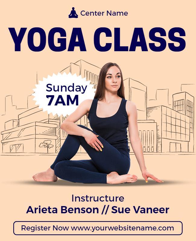 Minimalist Yoga Class Sunday Morning Poster Template