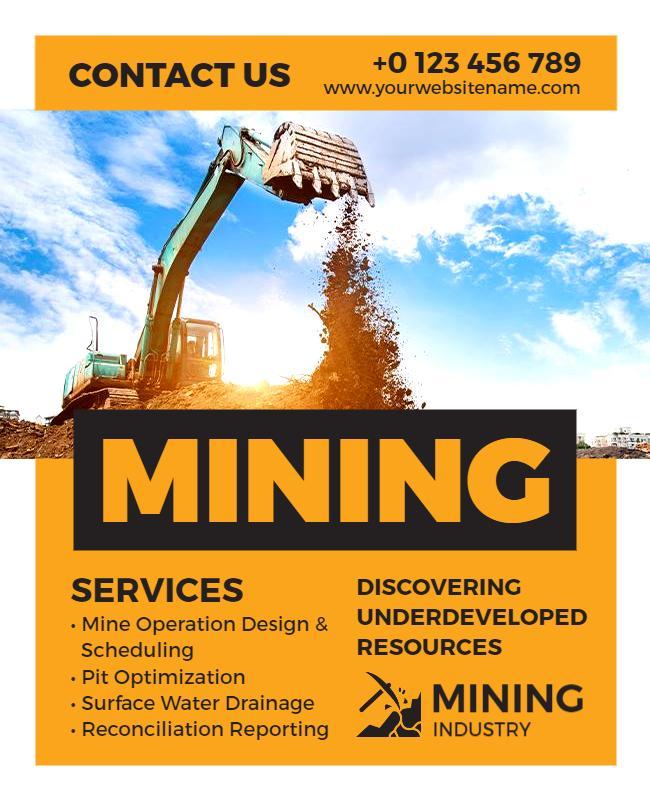 Mining Industry Services Promotional Flyer Template