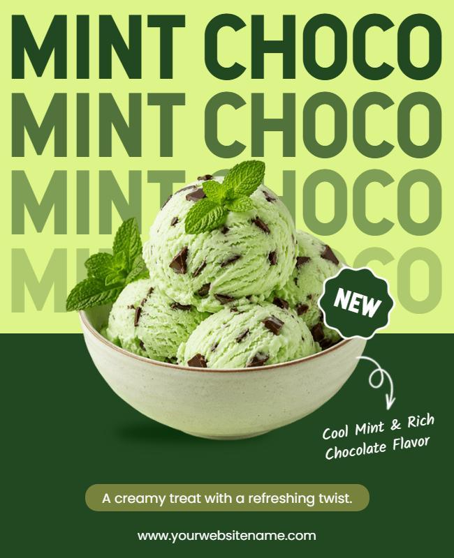 Mint Chocolate Ice Cream Flavor Poster Template
