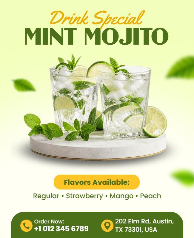 Mint Mojito Drink Special Promotional Flyer Template