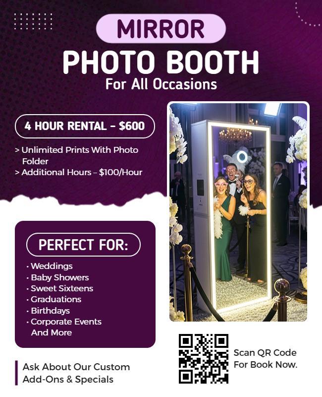 Mirror Photo Booth Rental Services Flyer Template