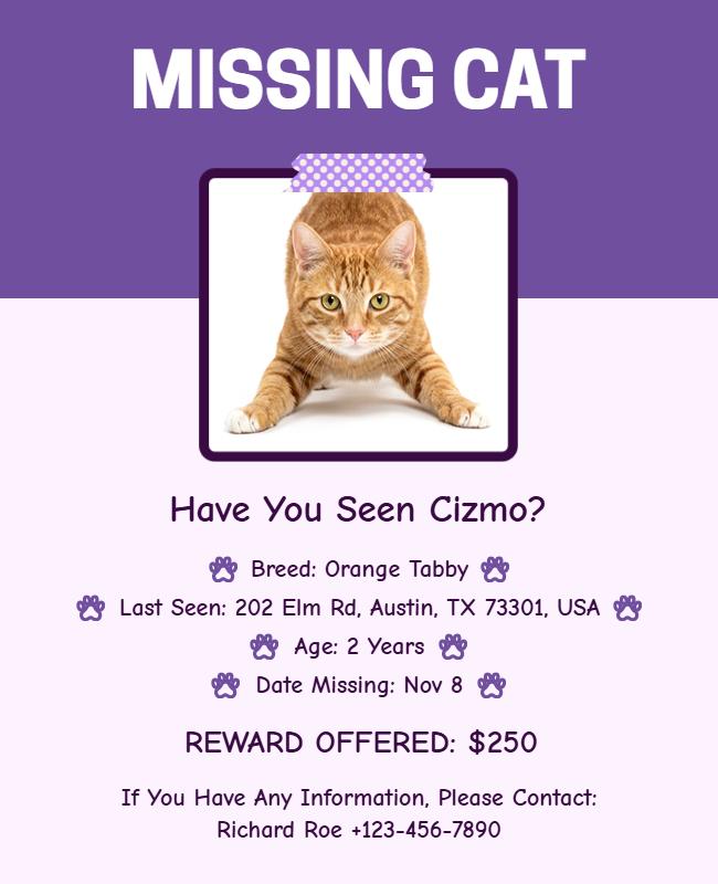Missing Cat Alert Poster Template