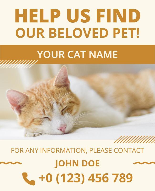 Missing Cat Pet Alert Flyer Template