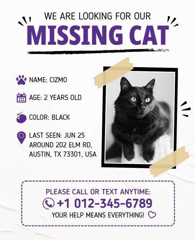 Missing Cat Poster Template