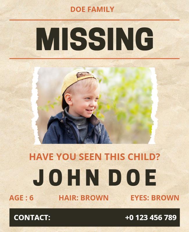 Missing Child Alert Flyer Template