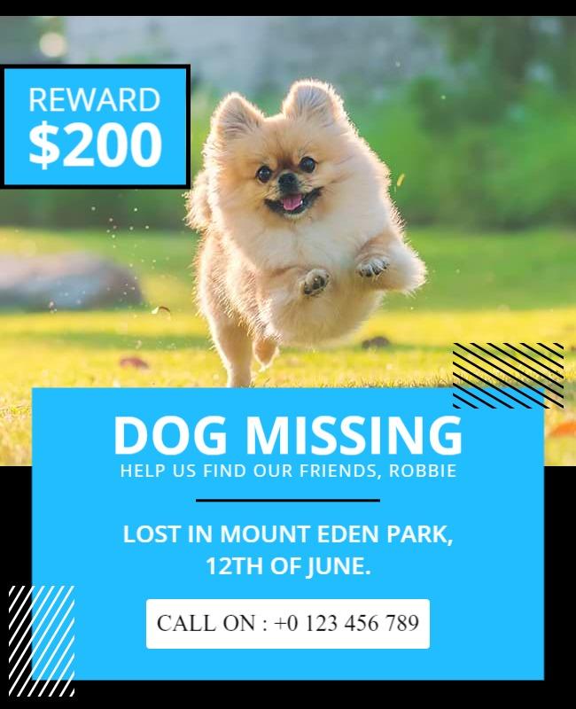 Missing Dog Alert with Reward Flyer Template