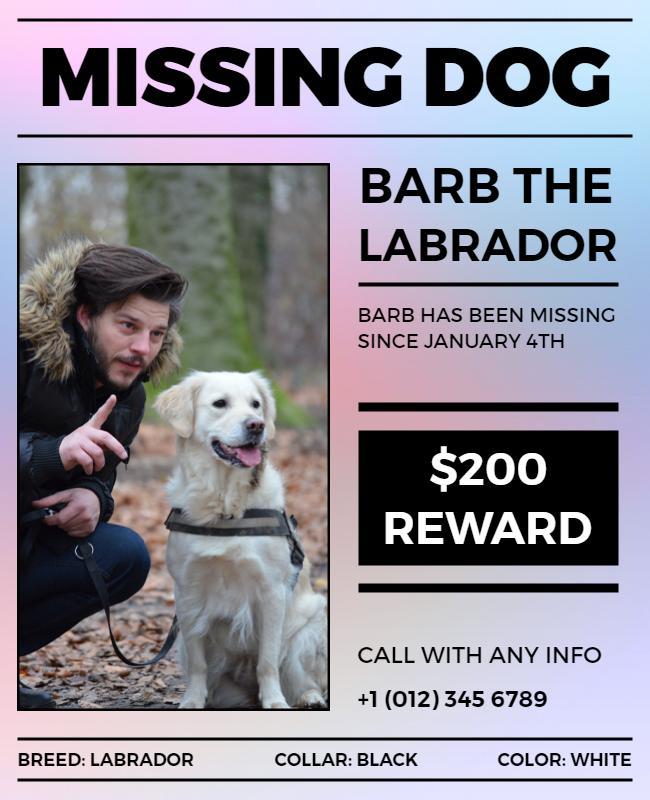 Missing Dog Reward Alert Flyer Template