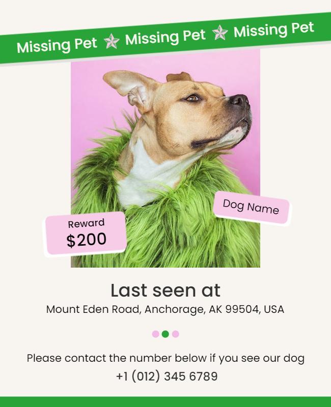 Missing Dog Reward Flyer Template