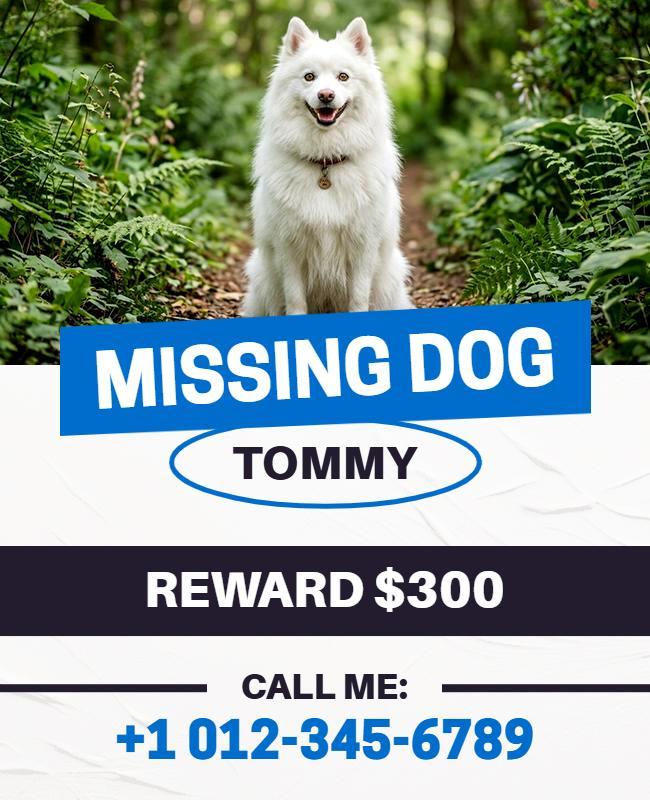 Missing Dog Reward Notice Poster Template