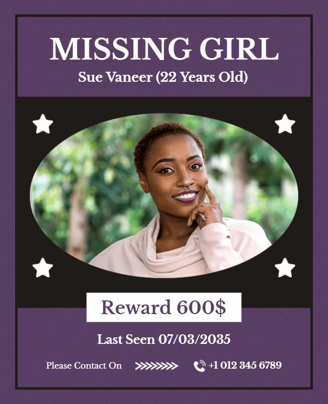 Missing Person Announcement Flyer Template