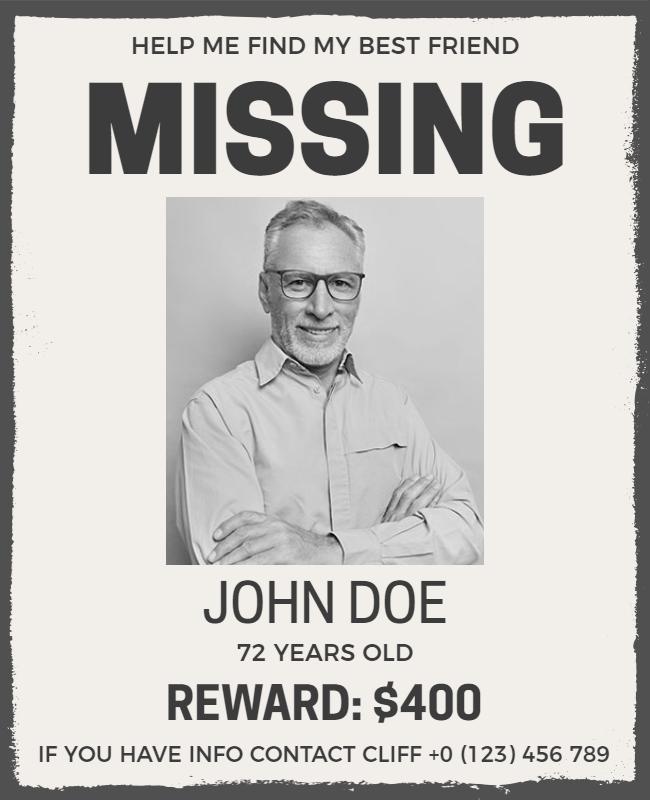 Missing Person Reward Notice Flyer Template