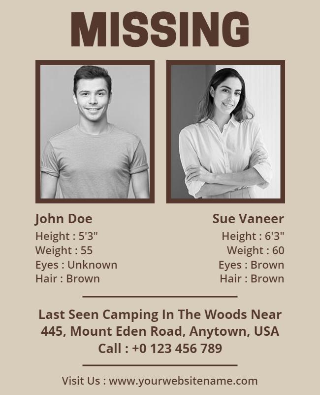 Missing Persons Alert Information Flyer Template