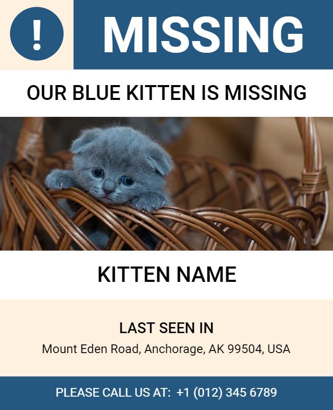 Missing Pet Alert for Cat Flyer Template