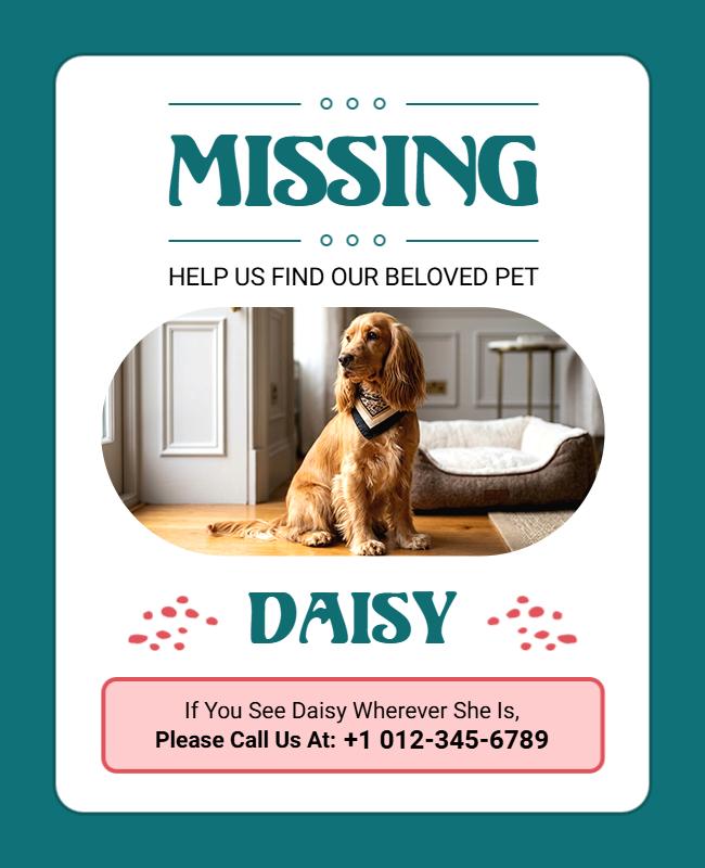 Missing Pet Alert Poster Template