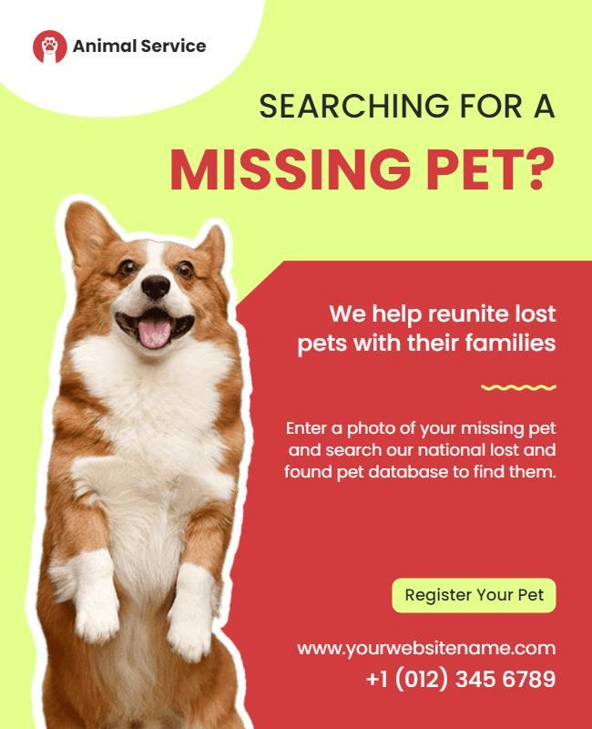 Missing Pet Recovery Service Flyer Template