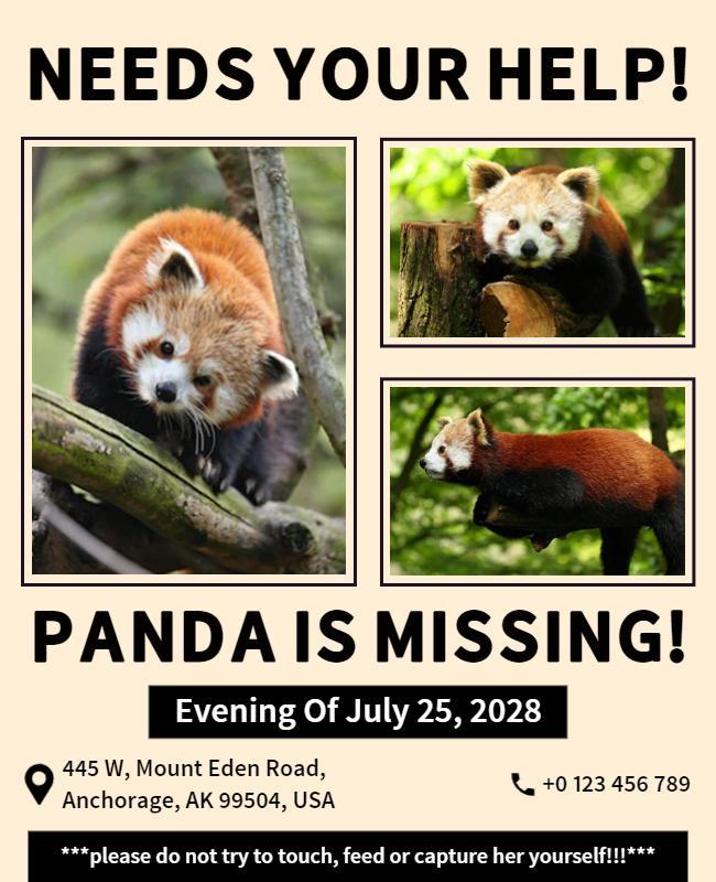 Missing Red Panda Help Request Flyer Template