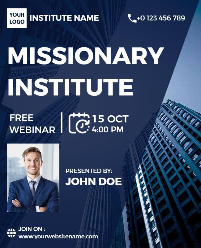 Missionary Institute Free Webinar Announcement Flyer Template