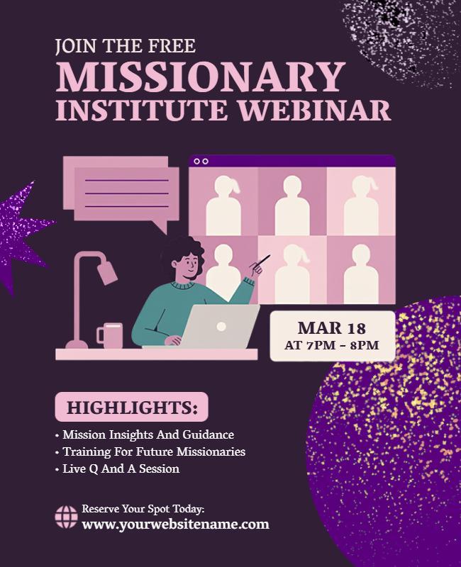 Missionary Institute Online Webinar Event Flyer Template